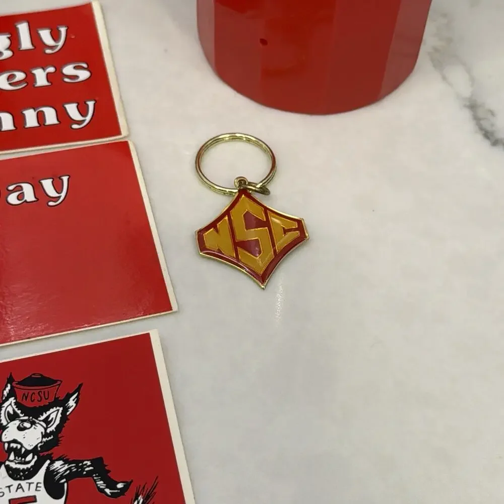 Vintage NC State Wolfpack Fan Lot Mug Decals Pins Clip On Mascot Figure NCSU